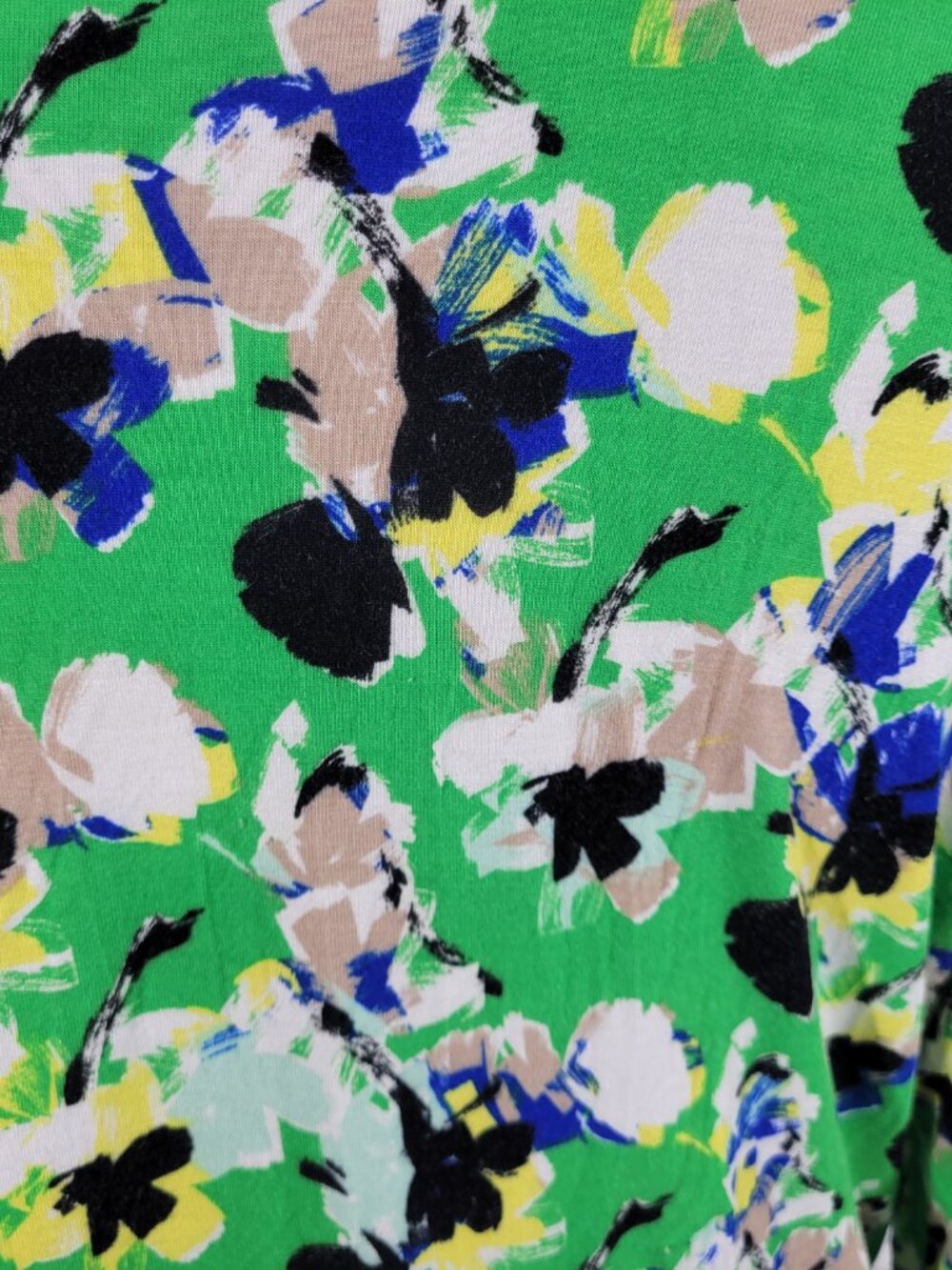 Dana Buchman Womens Top XL Green Yellow Watercolor V-Neck 3/4 Sleeve WAT98E - Picture 7 of 10